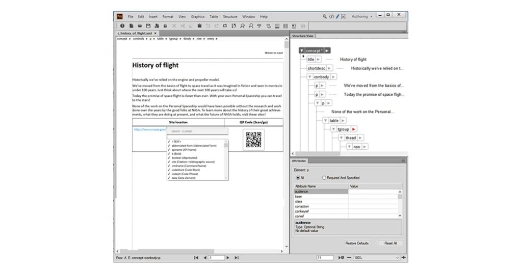 Adobe FrameMaker Benutzeroberfläche